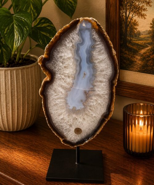 Large Premium Agate Natural Slice on Stand 11 – 2.788g - H41xW19xD12cm