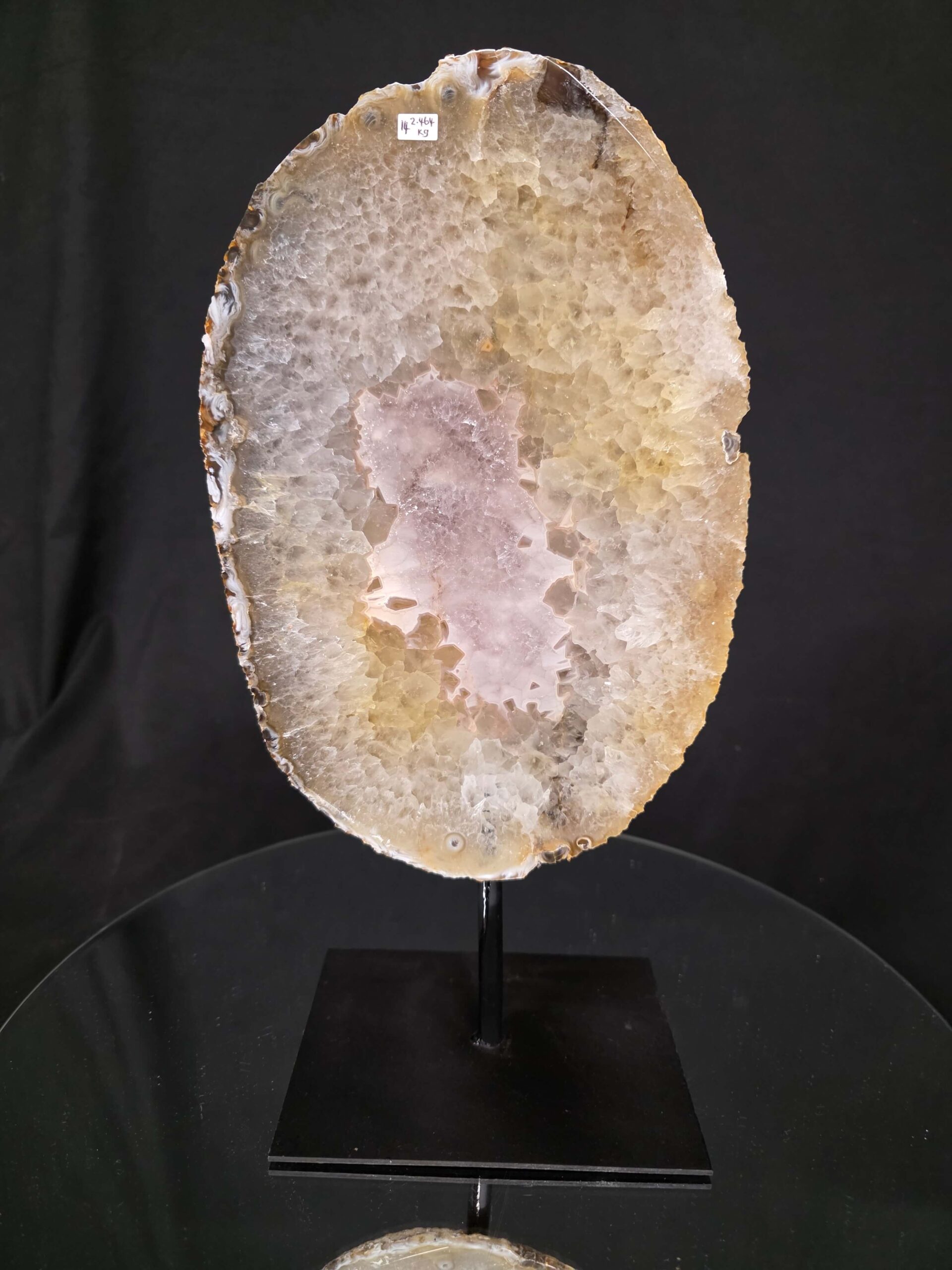 Large Premium Agate Natural Slice on Stand 14 – 2.464g - H36xW19xD12cm