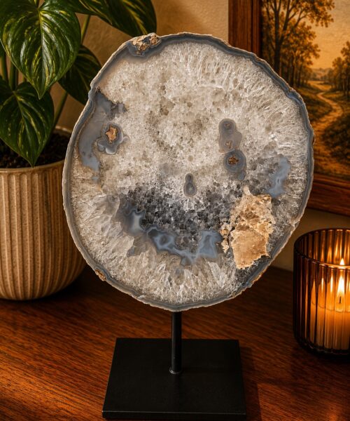Large Premium Agate Natural Slice on Stand 15 – 2.704g - H32xW23xD12cm