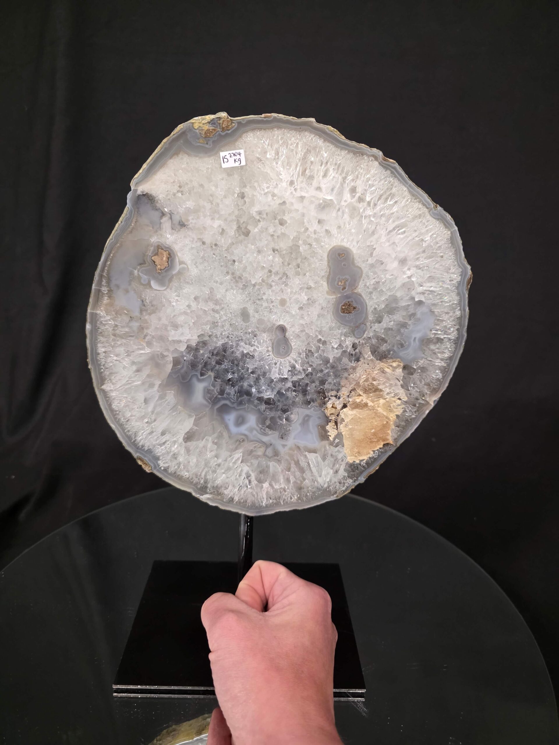 Large Premium Agate Natural Slice on Stand 15 – 2.704g - H32xW23xD12cm - Image 6