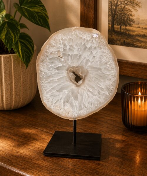 Large Premium Agate Natural Slice on Stand 2 – 2.978g - H34xW23xD12cm