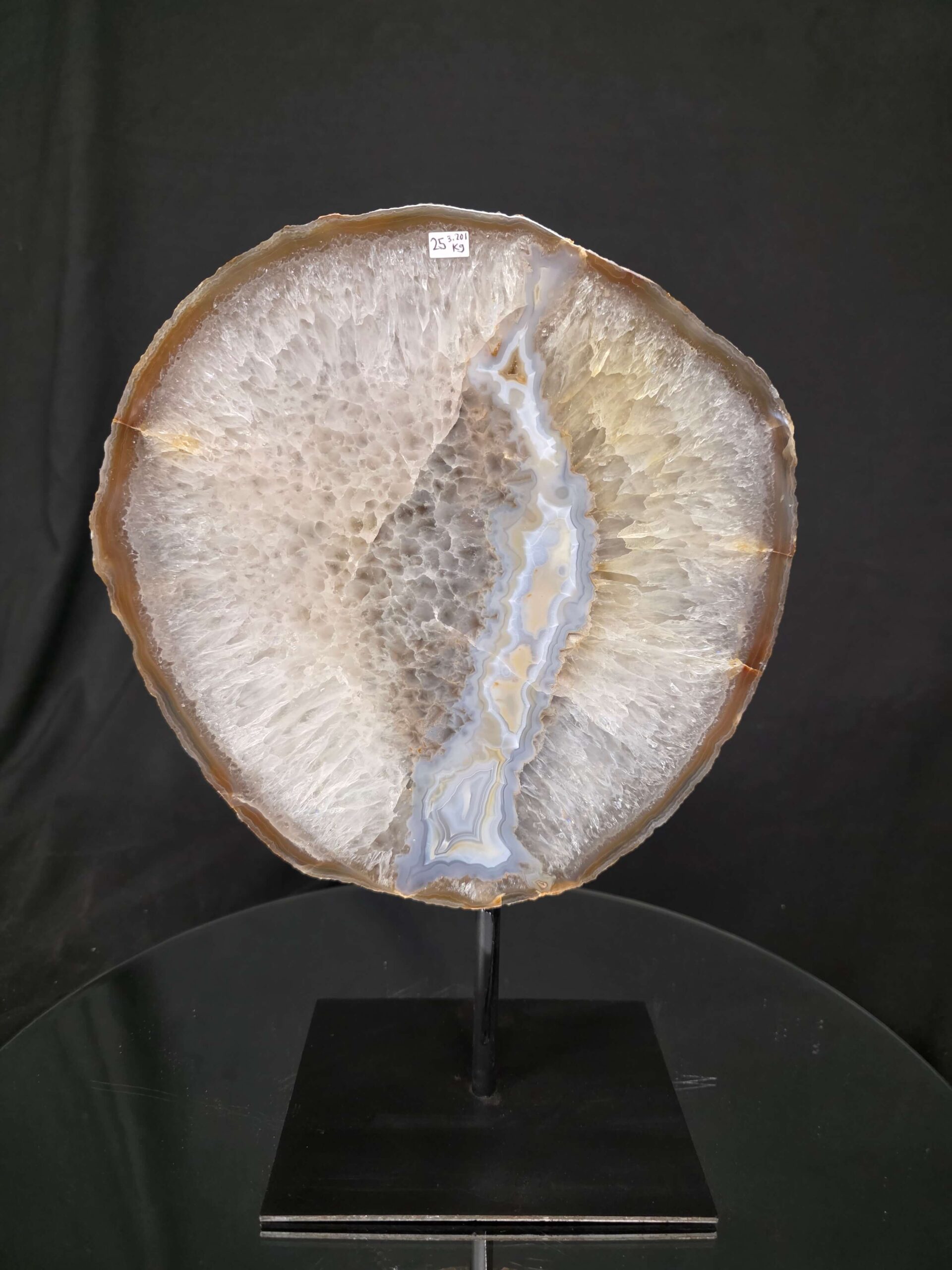 Large Premium Agate Natural Slice on Stand 25 – 3.201g - H32.5xW24xD12cm