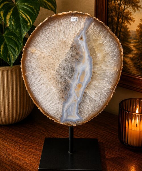 Large Premium Agate Natural Slice on Stand 25 – 3.201g - H32.5xW24xD12cm