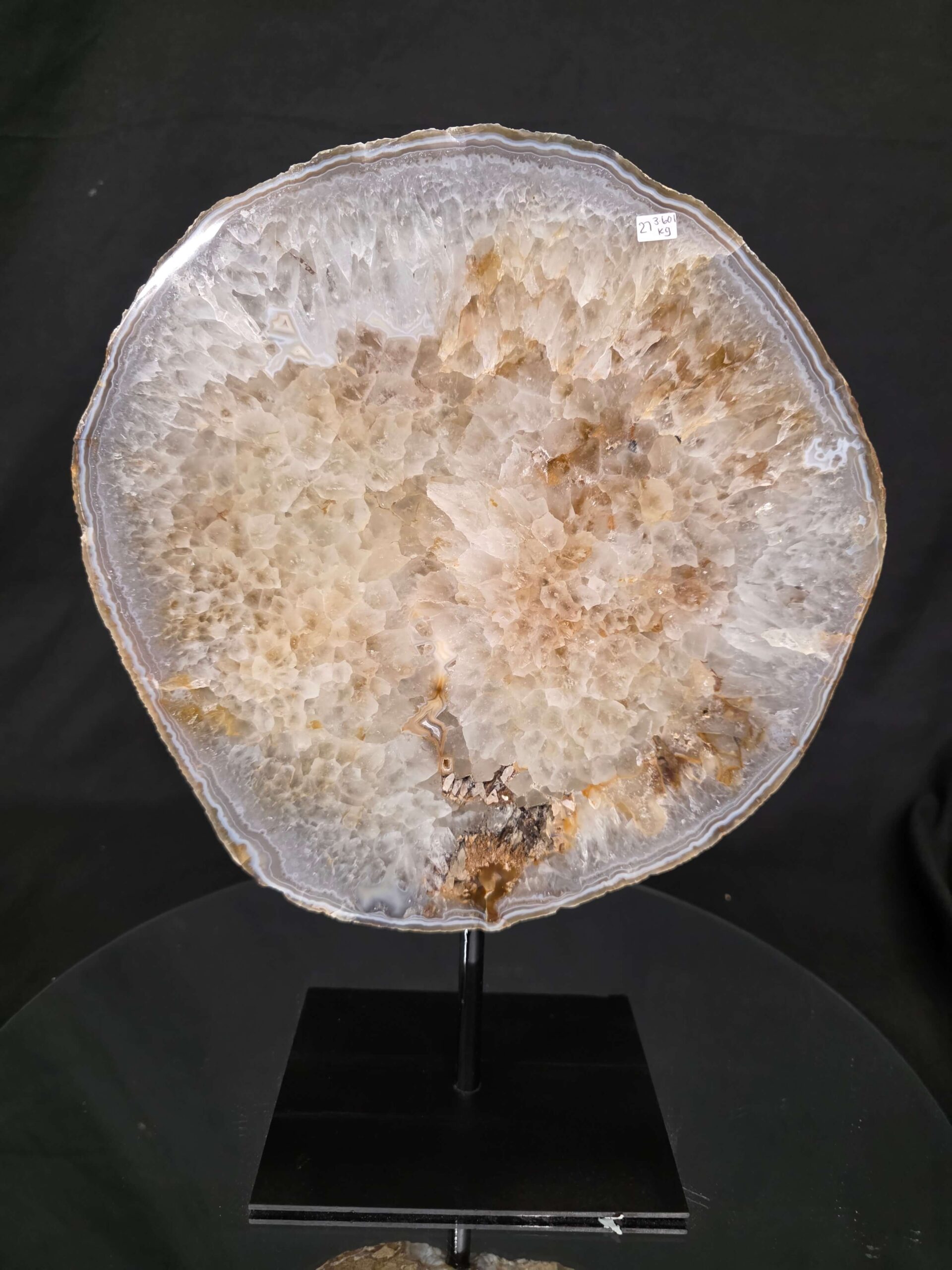 Large Premium Agate Natural Slice on Stand 27 – 3.601g - H35.5xW28.5xD12cm