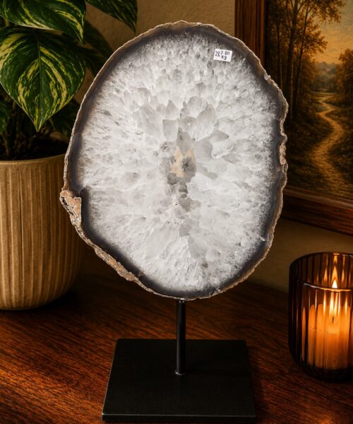 Large Premium Agate Natural Slice on Stand 28 – 2.811g - H33.5xW20.5xD12cm