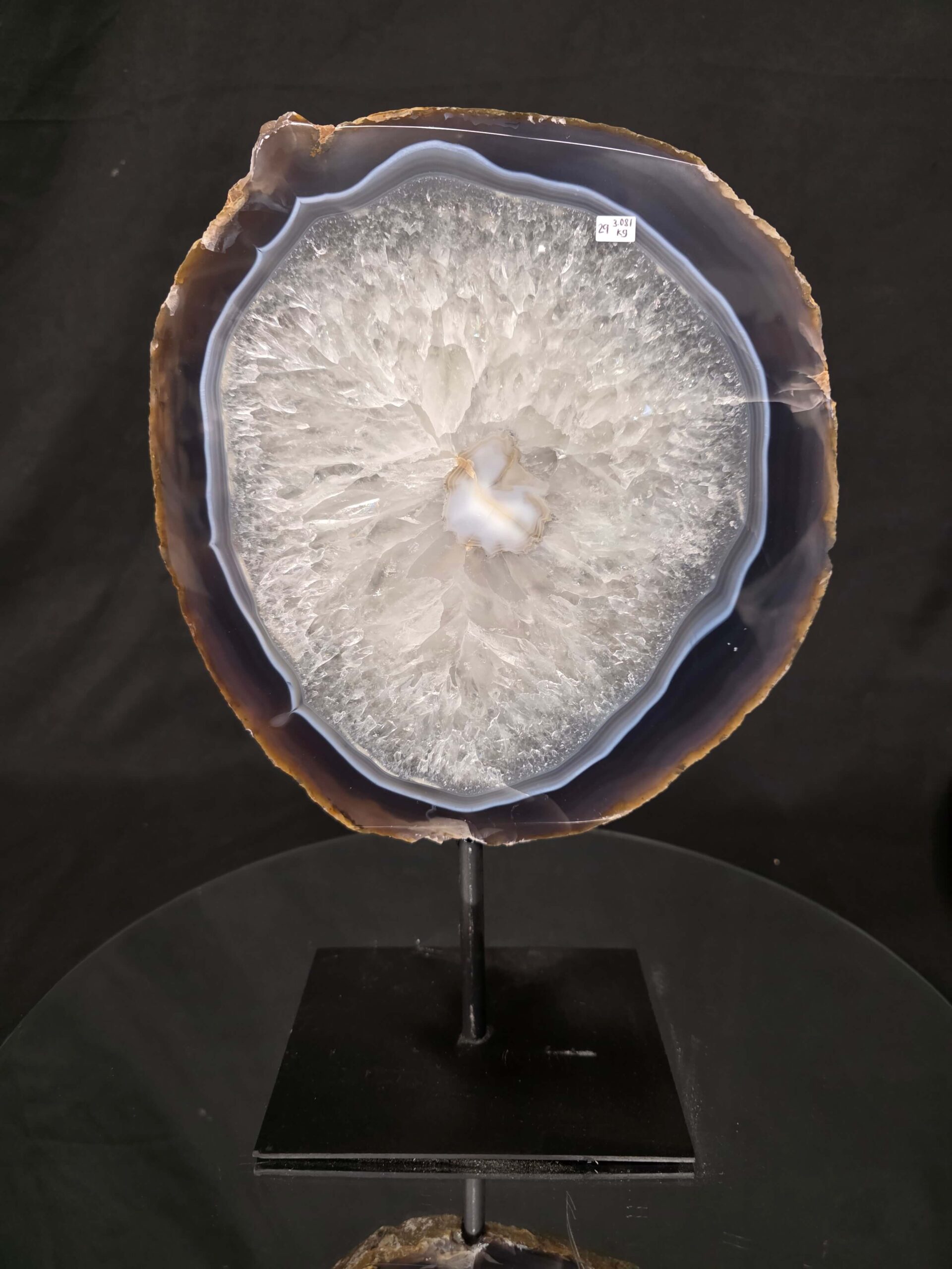 Large Premium Agate Natural Slice on Stand 29 – 3.081g - H35xW24xD12cm