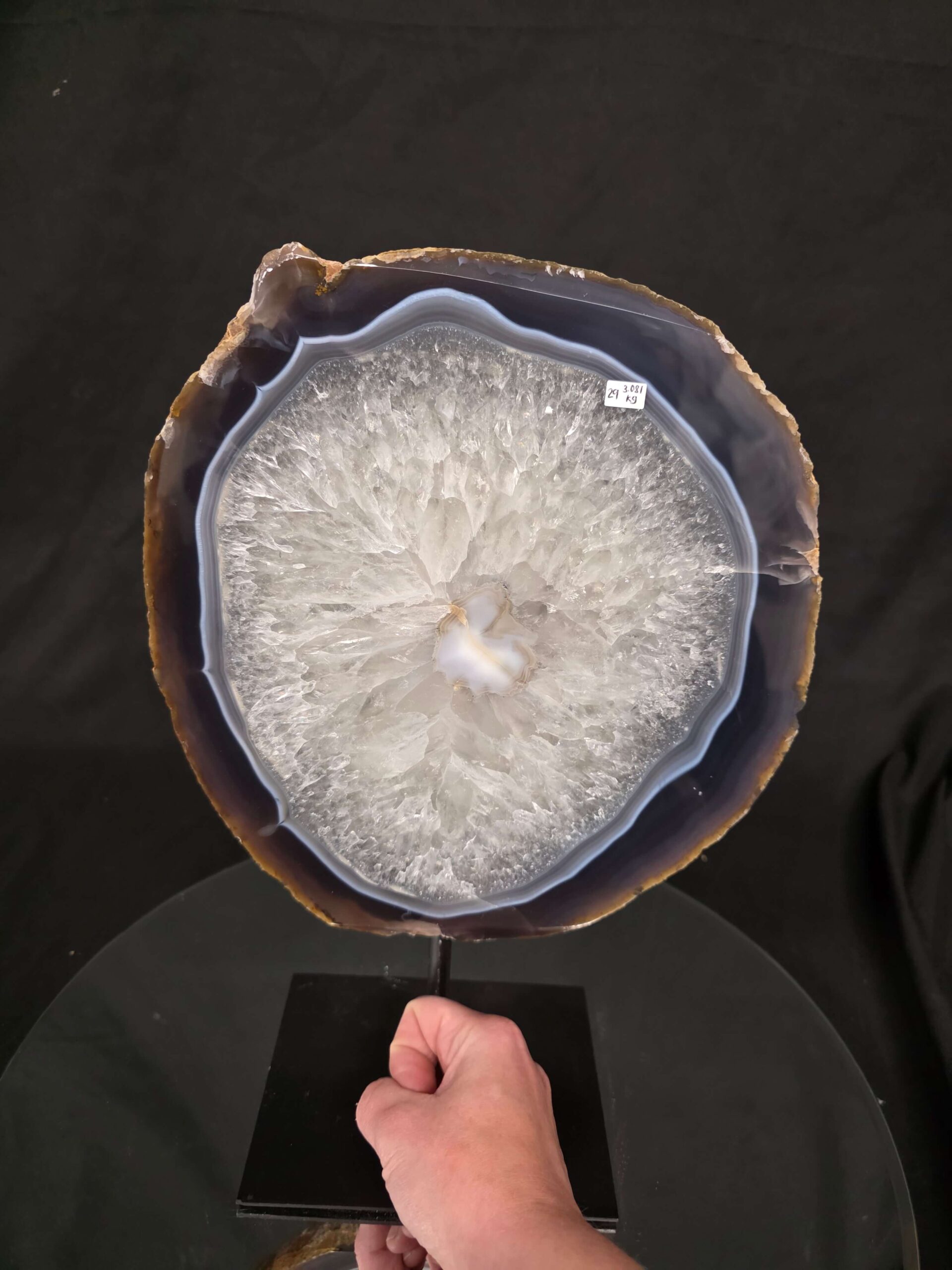 Large Premium Agate Natural Slice on Stand 29 – 3.081g - H35xW24xD12cm - Image 4