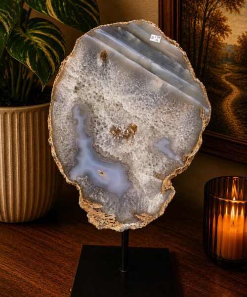 Large Premium Agate Natural Slice on Stand 30 – 3.091g - H37xW22xD12cm