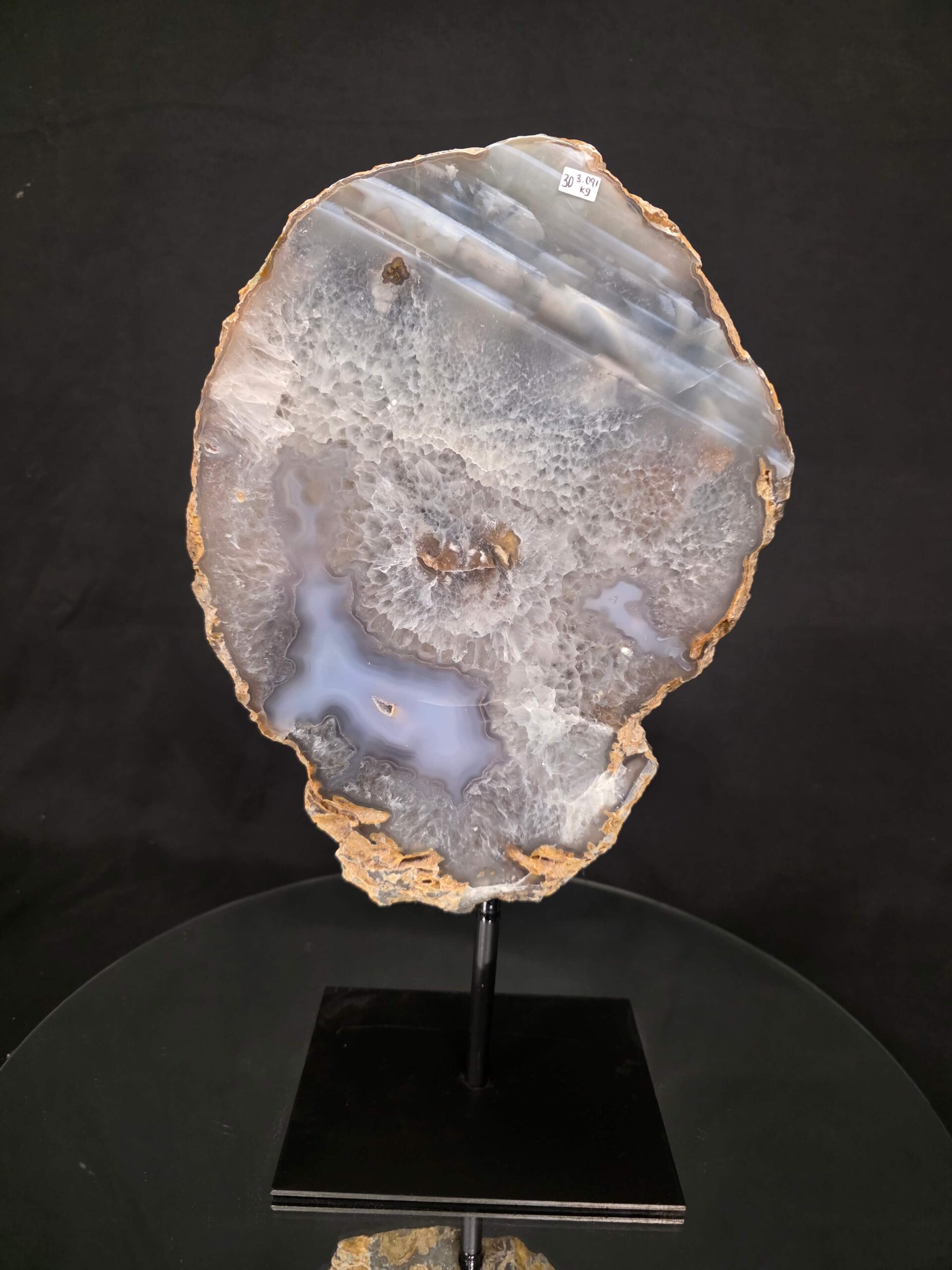 Large Premium Agate Natural Slice on Stand 30 – 3.091g - H37xW22xD12cm