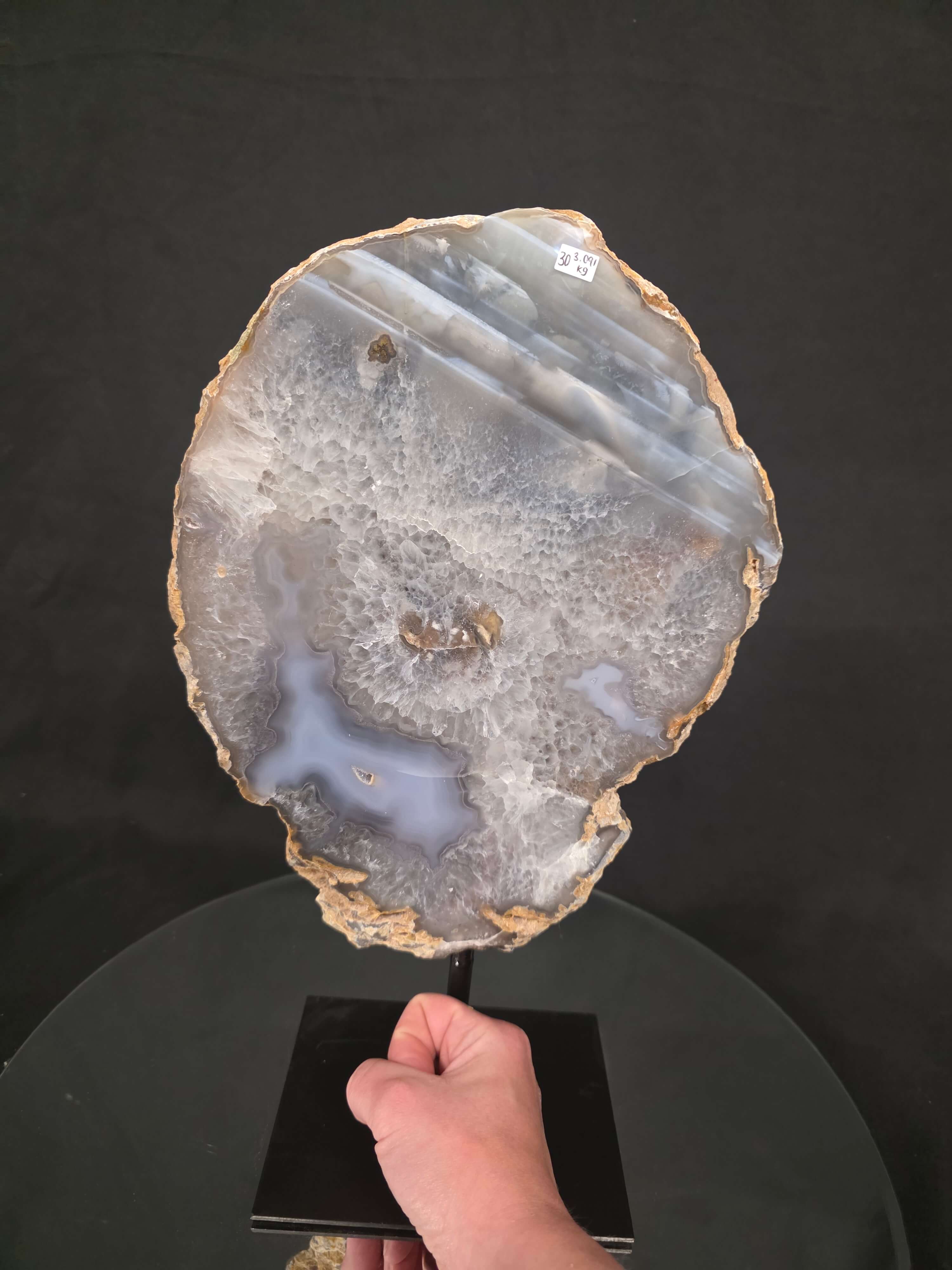 Large Premium Agate Natural Slice on Stand 30 – 3.091g - H37xW22xD12cm - Image 6