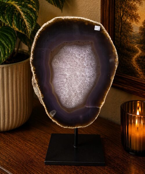 Large Premium Agate Natural Slice on Stand 32 – 3.193g - H38xW24xD12cm