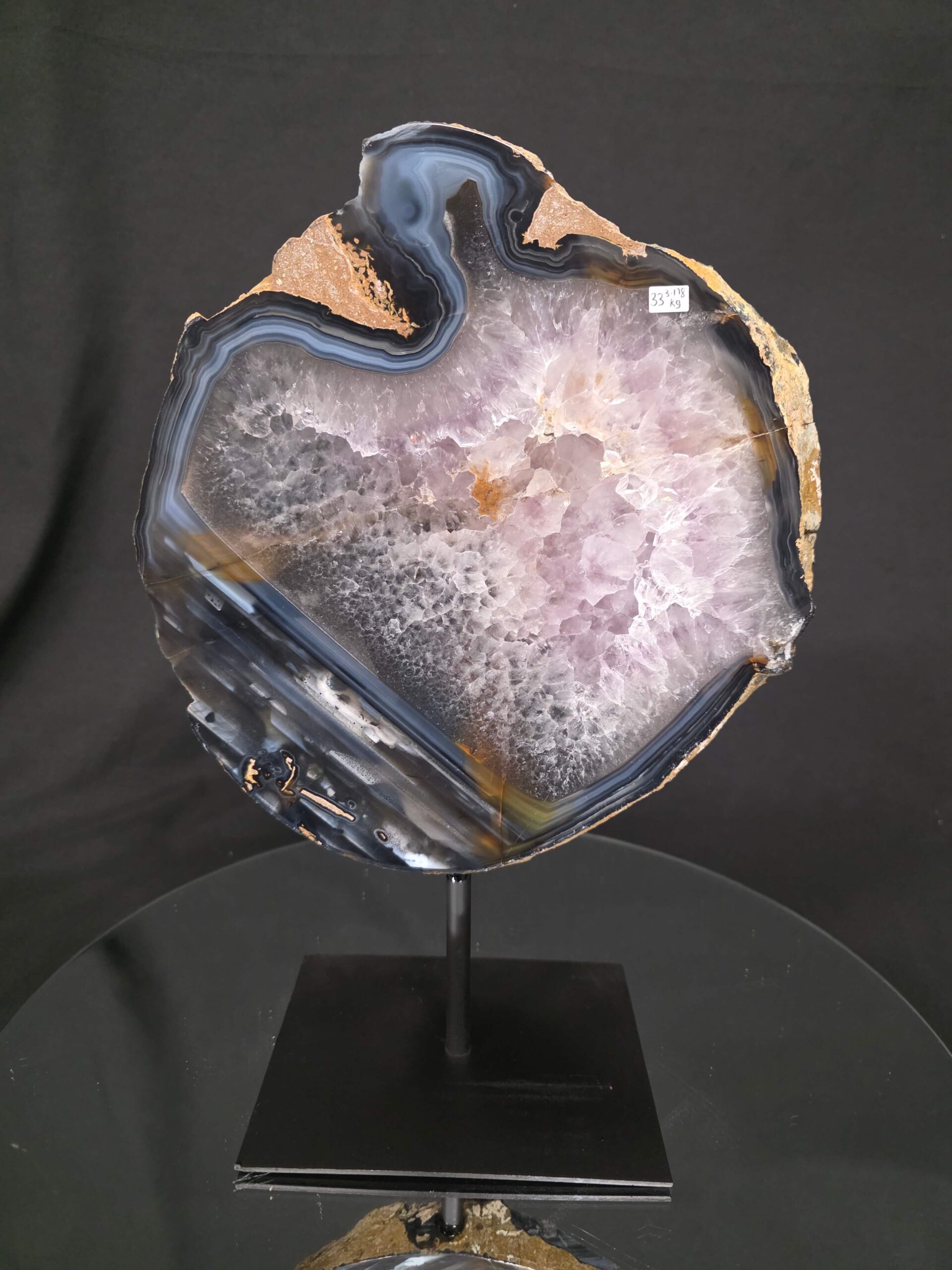 Large Premium Agate Natural Slice on Stand 33 – 3.178g - H34xW24xD12cm
