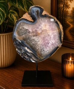 Large Premium Agate Natural Slice on Stand 33 – 3.178g - H34xW24xD12cm