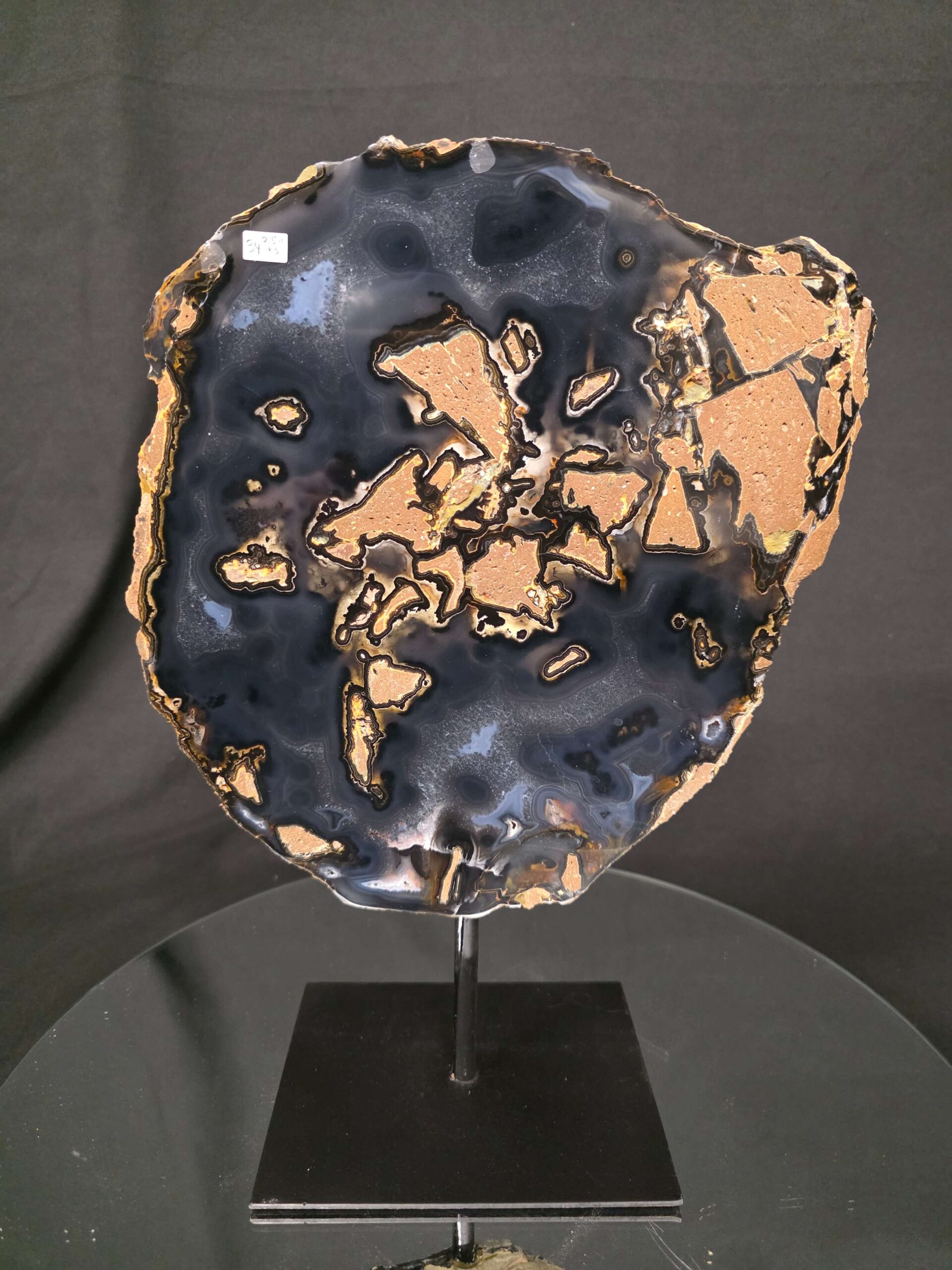 Large Premium Agate Natural Slice on Stand 34 – 2.891g - H34.5xW24xD12cm