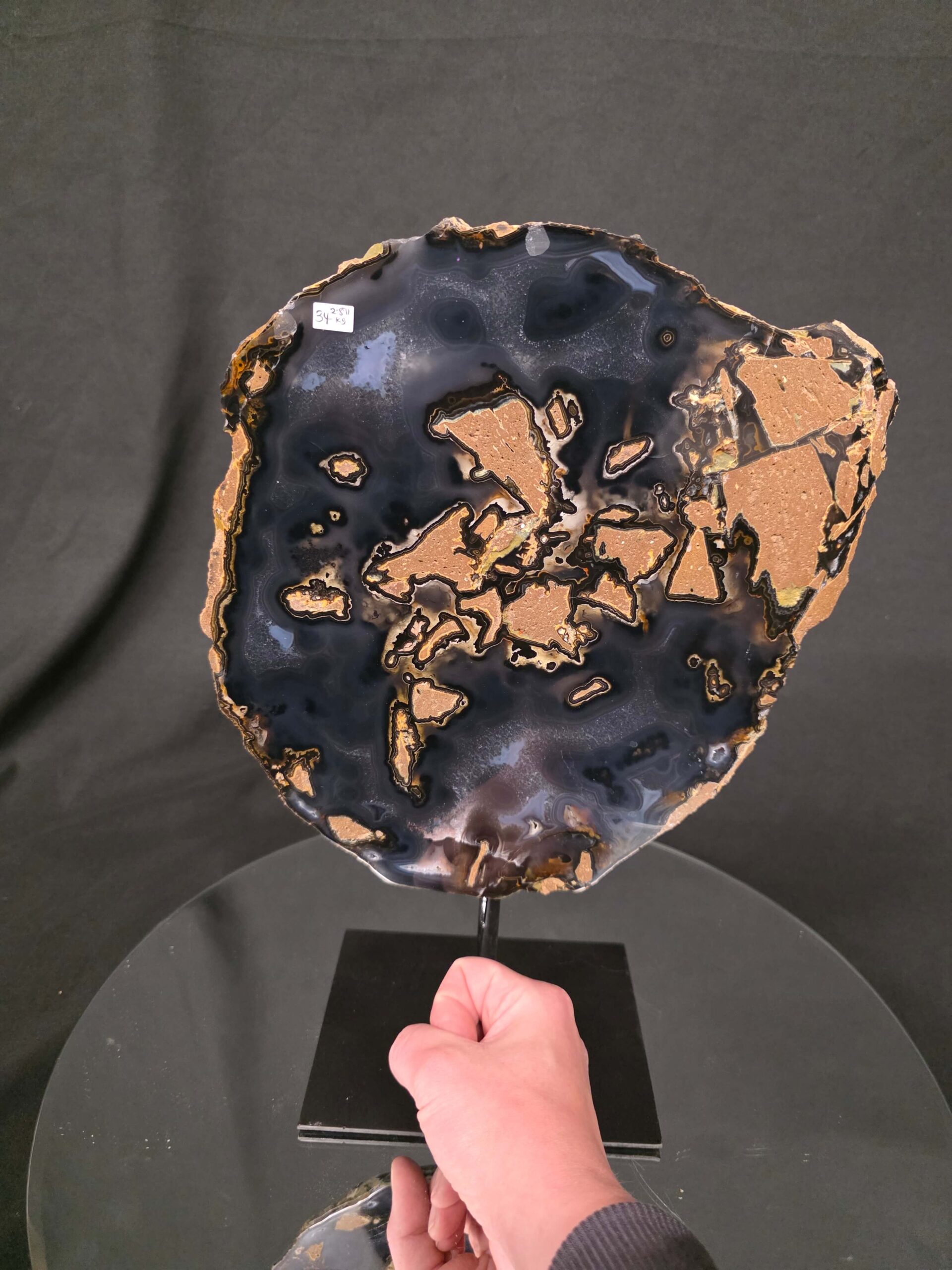 Large Premium Agate Natural Slice on Stand 34 – 2.891g - H34.5xW24xD12cm - Image 4