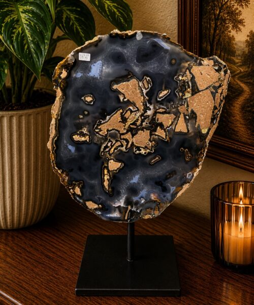Large Premium Agate Natural Slice on Stand 34 – 2.891g - H34.5xW24xD12cm