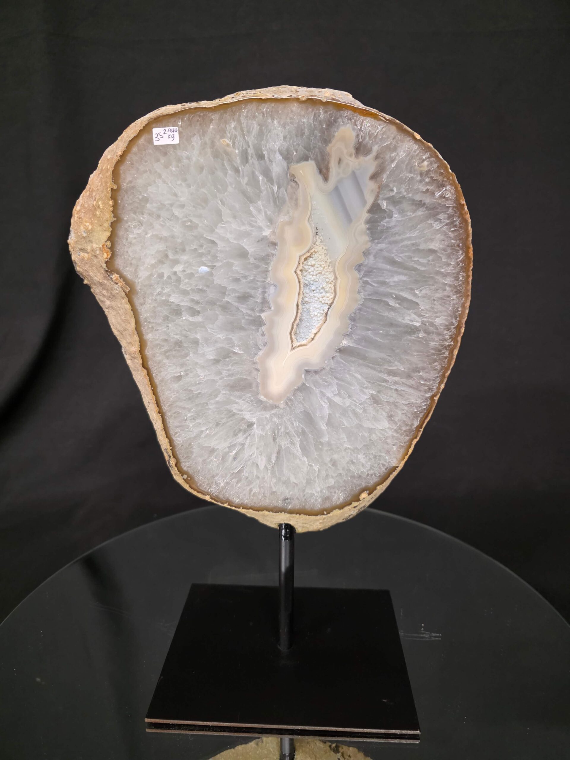 Large Premium Agate Natural Slice on Stand 35 – 2.944g - H34xW23xD12cm