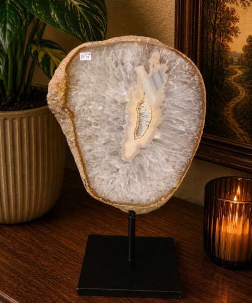 Large Premium Agate Natural Slice on Stand 35 – 2.944g - H34xW23xD12cm