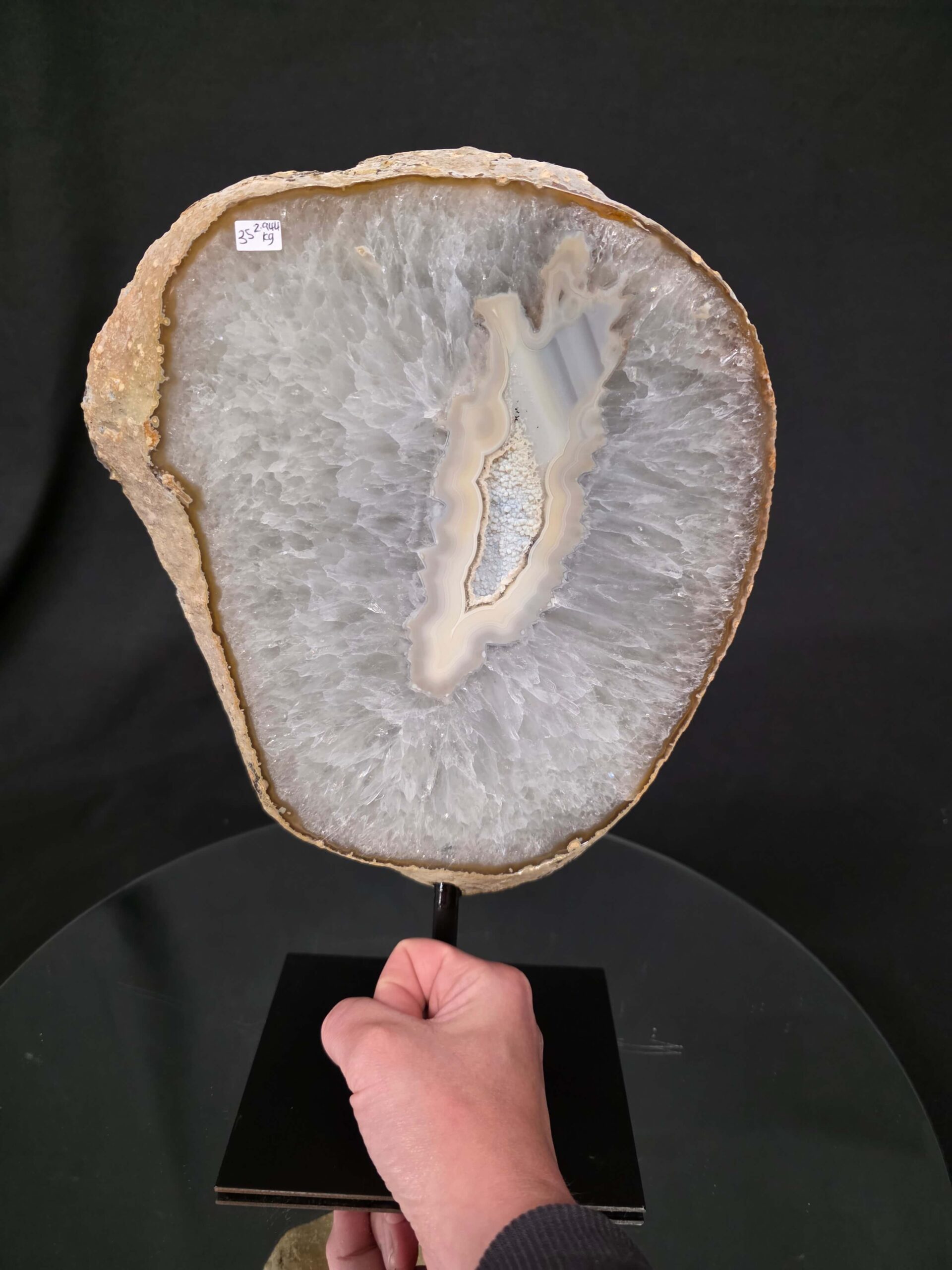 Large Premium Agate Natural Slice on Stand 35 – 2.944g - H34xW23xD12cm - Image 6