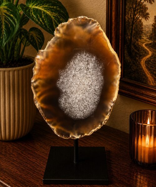 Large Premium Agate Natural Slice on Stand 36 – 2.801g - H36xW22xD12cm