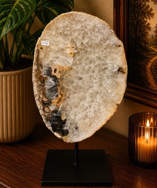 Large Premium Agate Natural Slice on Stand 37 – 3.231g - H37xW21xD12cm