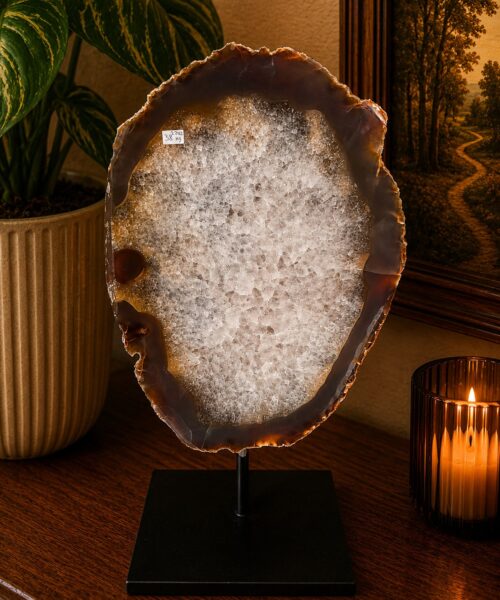 Large Premium Agate Natural Slice on Stand 38 – 2.742g - H34xW20xD12cm