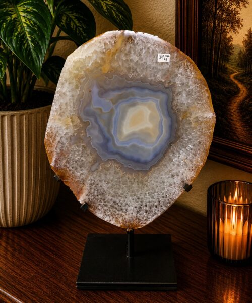 Large Premium Agate Natural Slice on Stand 39 – 2.966g - H34.5xW24xD12cm