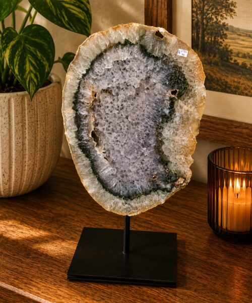 Large Premium Agate Natural Slice on Stand 4 – 2.751g - H35.5xW21xD12cm