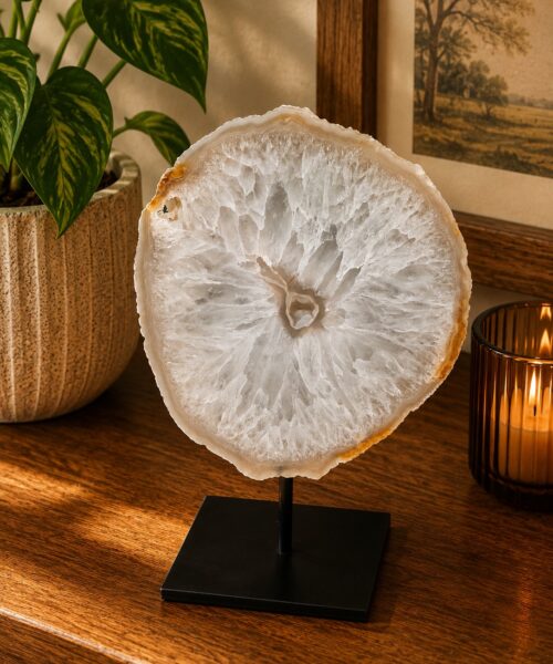 Large Premium Agate Natural Slice on Stand 5 – 2.663g - H32xW22xD12cm