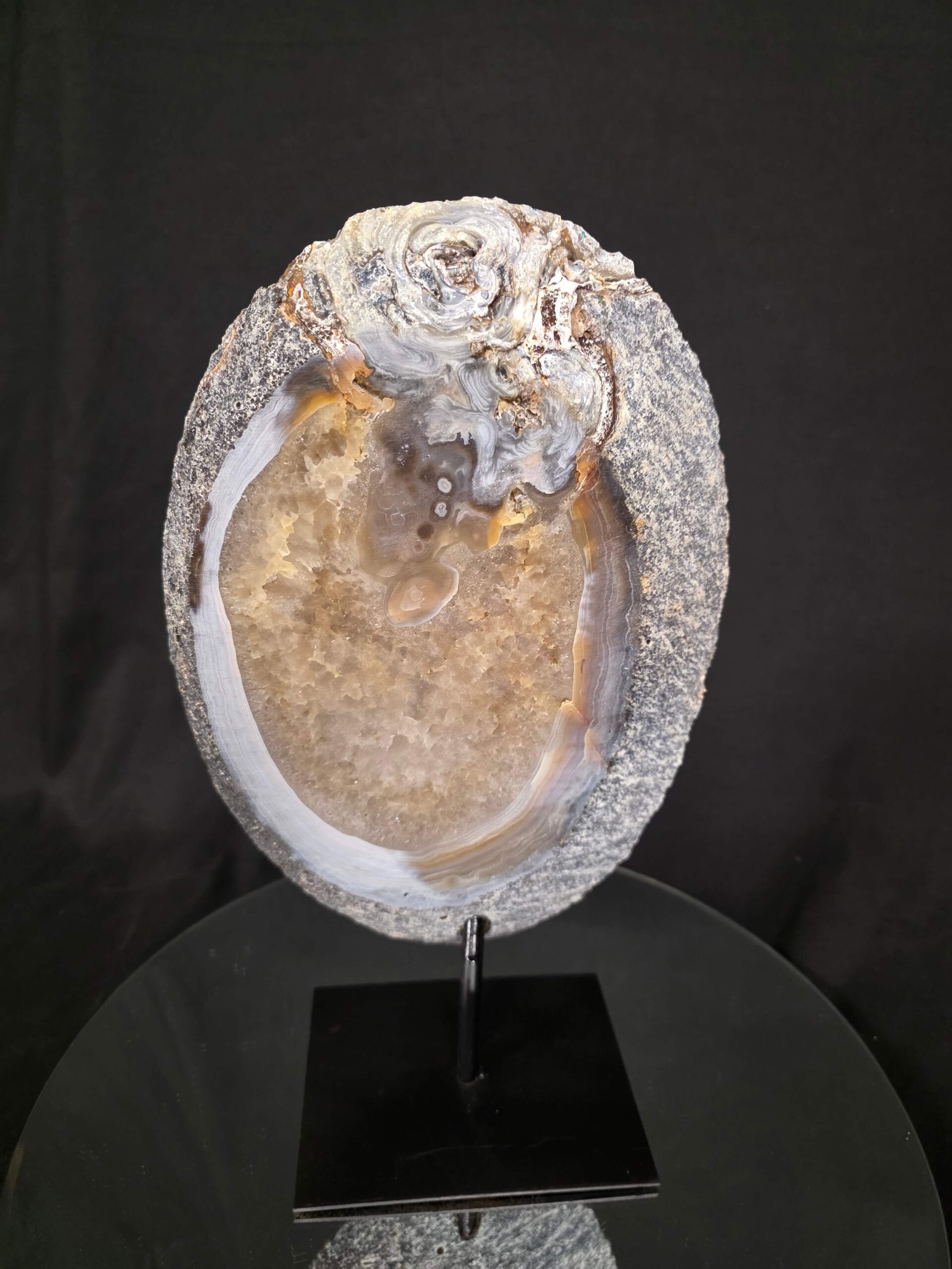 Large Premium Agate Natural Slice on Stand 8 – 2.705g - H37xW21xD12cm - Image 3