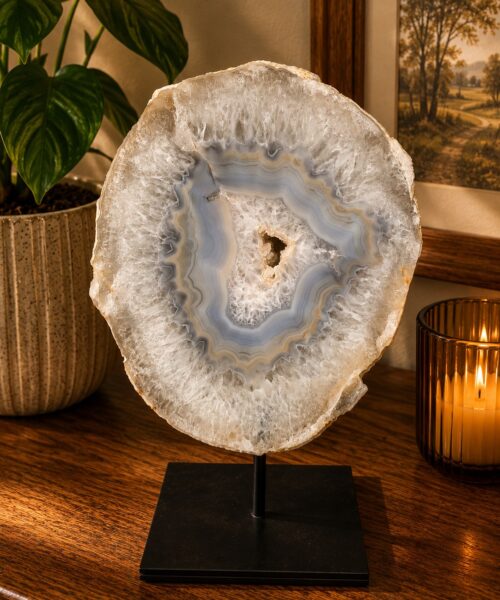 Large Premium Agate Natural Slice on Stand 9 – 2.971g - H34xW23xD12cm