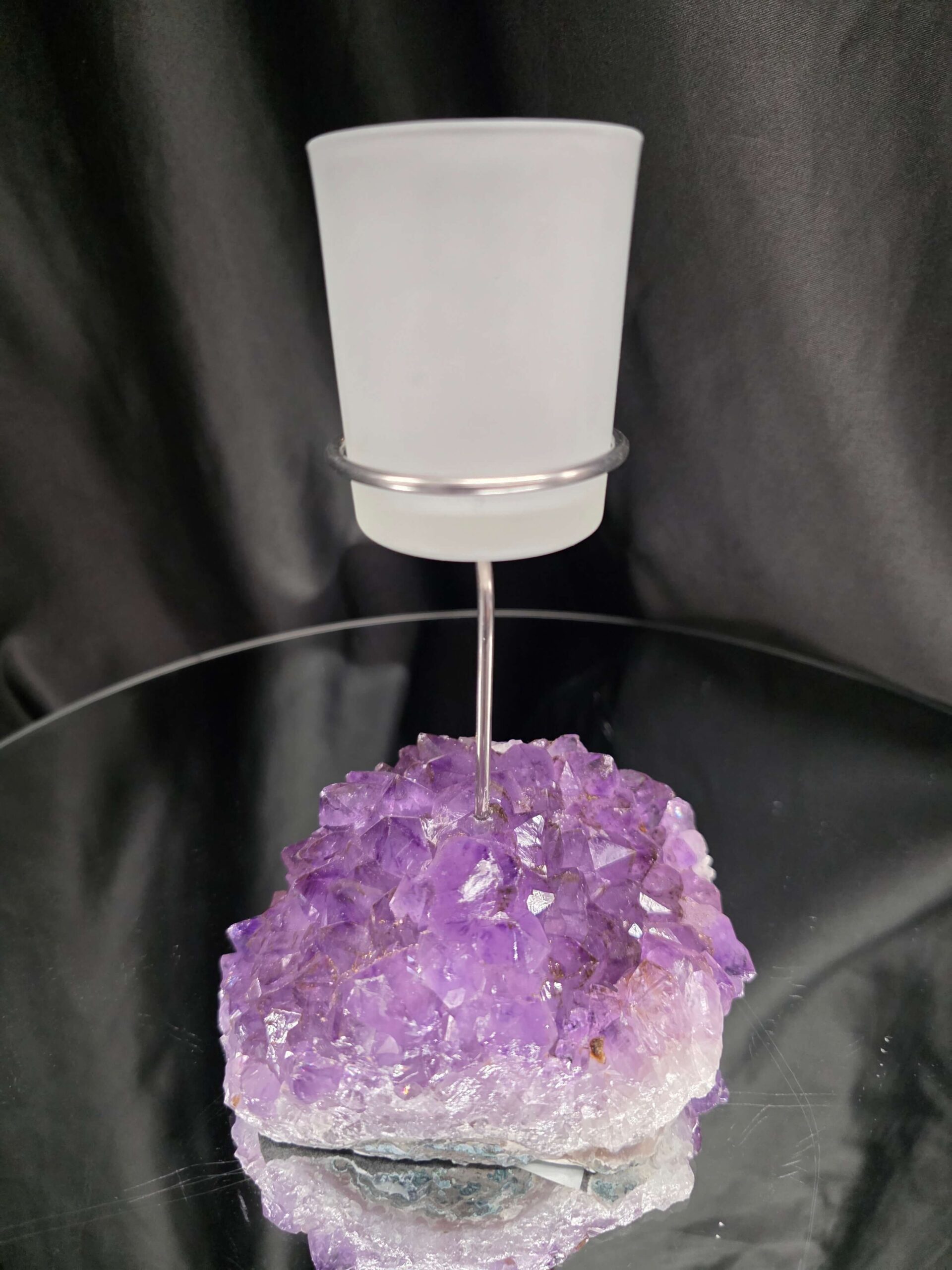 Premium A Grade Amethyst Candle No. 2 Cluster Druzy / 1 Cup Tealight Holders 763g H18xW11.5xD9cm - Image 2