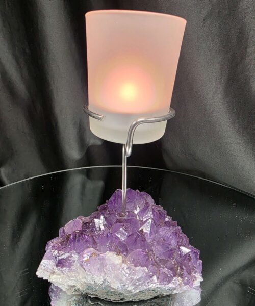 Premium A Grade Amethyst Candle No. 2 Cluster Druzy / 1 Cup Tealight Holders 763g H18xW11.5xD9cm - Image 11