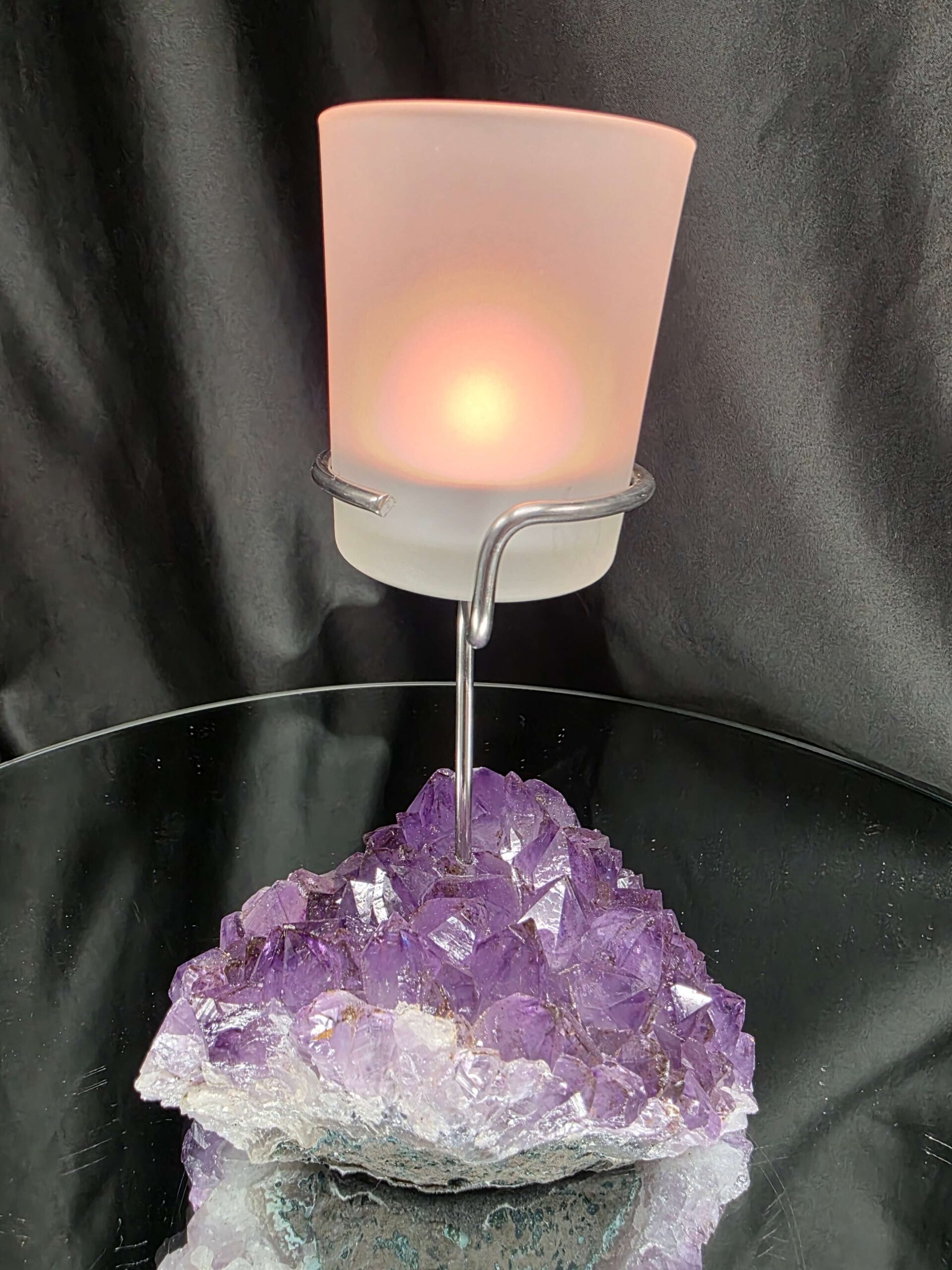 Premium A Grade Amethyst Candle No. 2 Cluster Druzy / 1 Cup Tealight Holders 763g H18xW11.5xD9cm - Image 11