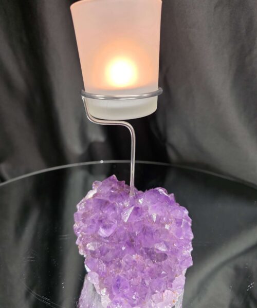 Premium A Grade Amethyst Candle No. 2 Cluster Druzy / 1 Cup Tealight Holders 763g H18xW11.5xD9cm - Image 12