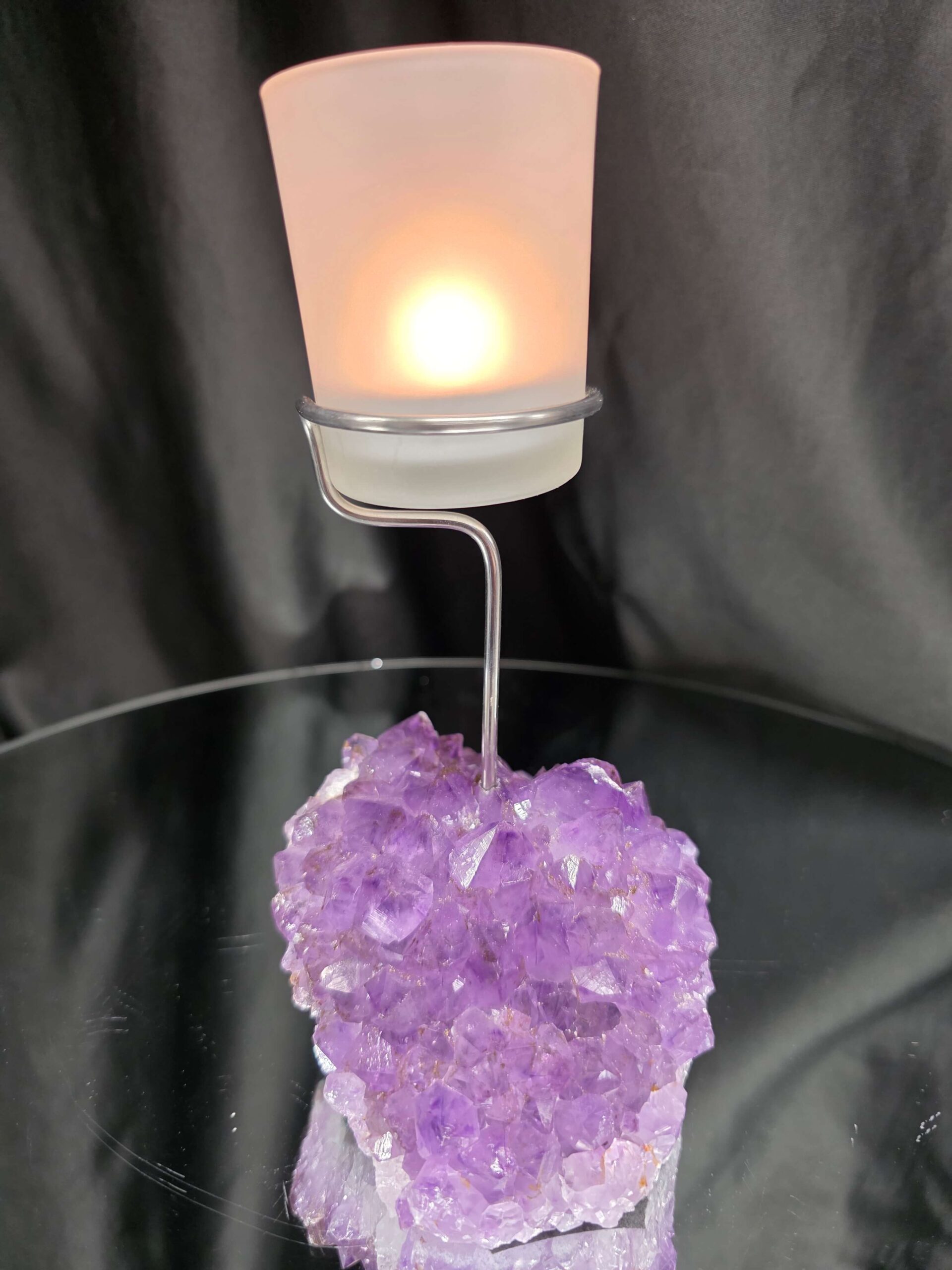 Premium A Grade Amethyst Candle No. 2 Cluster Druzy / 1 Cup Tealight Holders 763g H18xW11.5xD9cm - Image 12