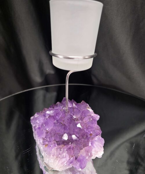 Premium A Grade Amethyst Candle No. 2 Cluster Druzy / 1 Cup Tealight Holders 763g H18xW11.5xD9cm - Image 3
