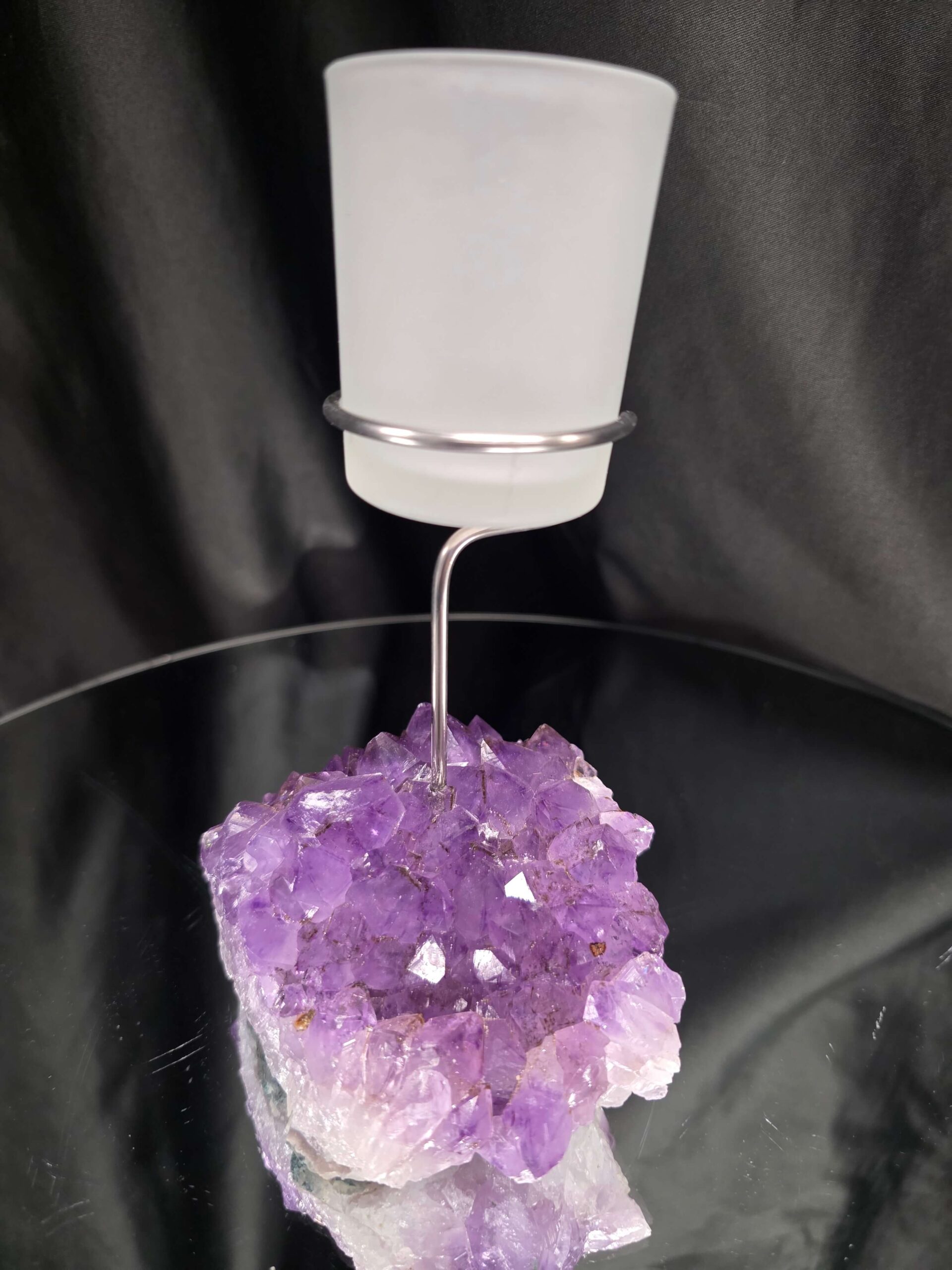 Premium A Grade Amethyst Candle No. 2 Cluster Druzy / 1 Cup Tealight Holders 763g H18xW11.5xD9cm - Image 3