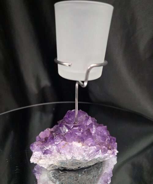 Premium A Grade Amethyst Candle No. 2 Cluster Druzy / 1 Cup Tealight Holders 763g H18xW11.5xD9cm - Image 4