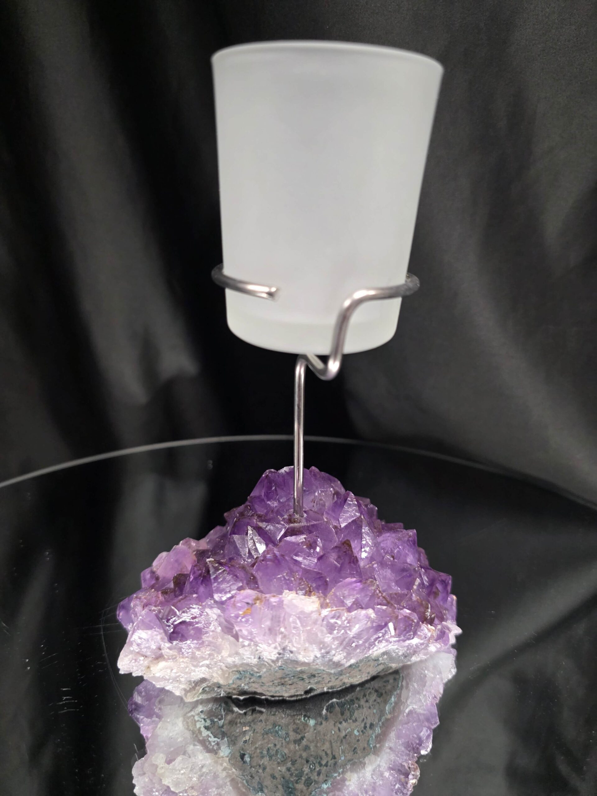 Premium A Grade Amethyst Candle No. 2 Cluster Druzy / 1 Cup Tealight Holders 763g H18xW11.5xD9cm - Image 4