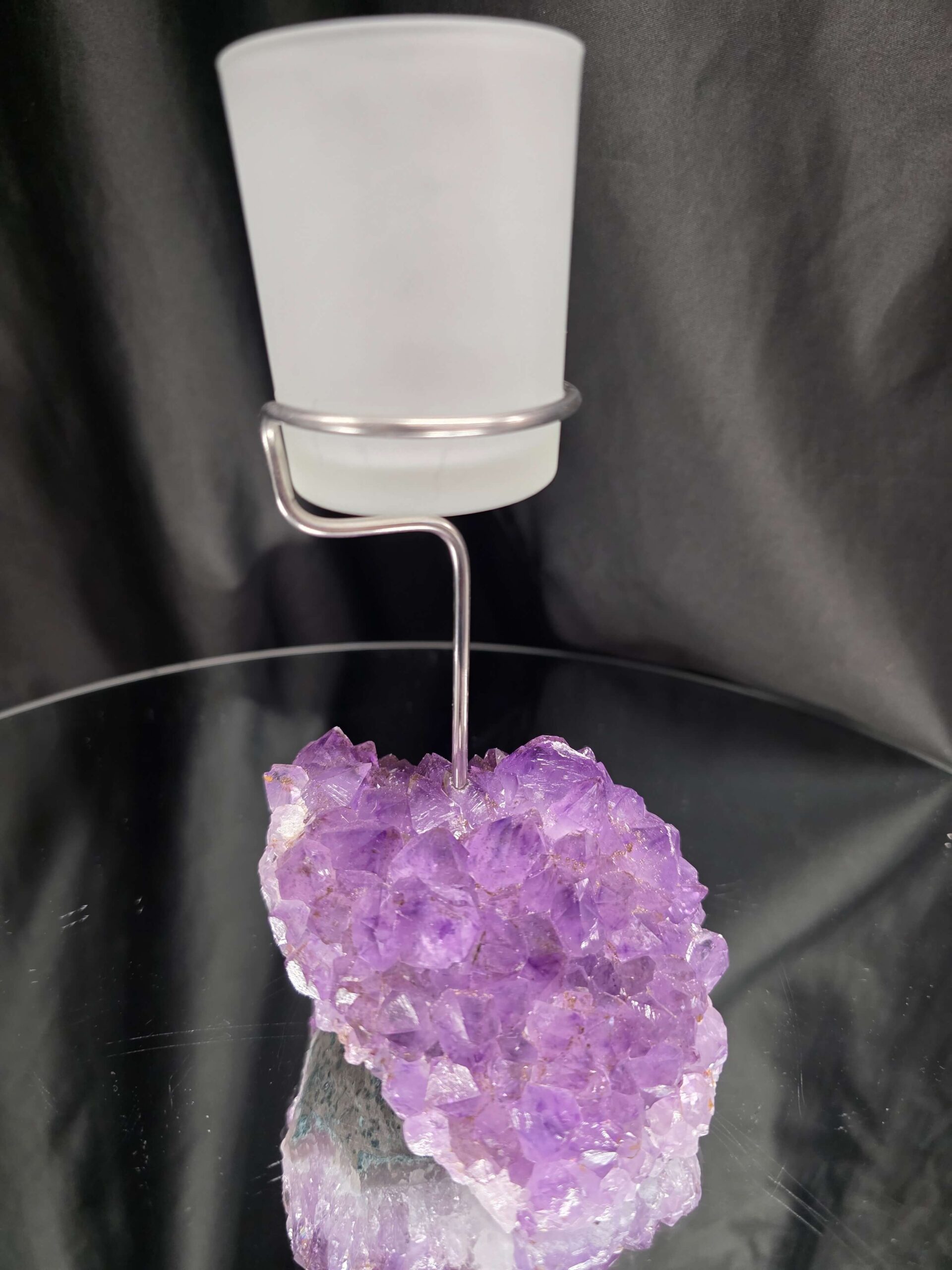 Premium A Grade Amethyst Candle No. 2 Cluster Druzy / 1 Cup Tealight Holders 763g H18xW11.5xD9cm - Image 5