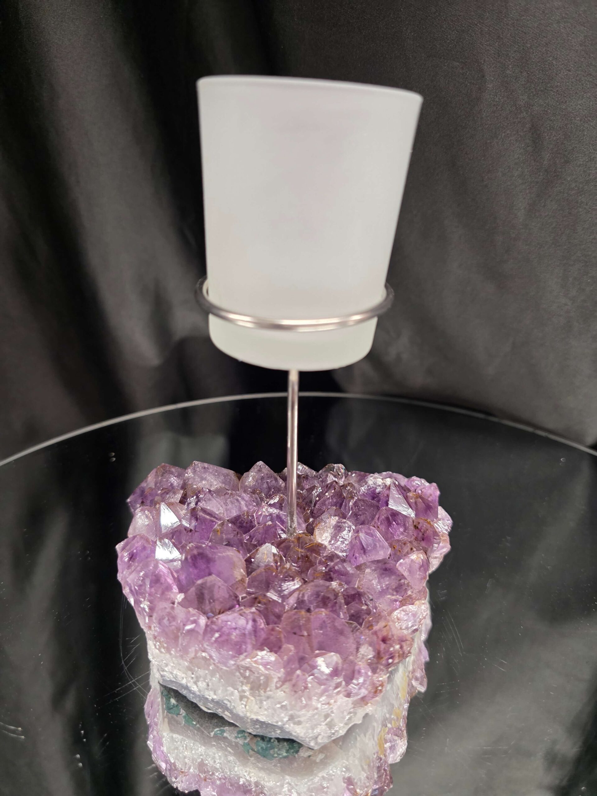 Premium A Grade Amethyst Candle No. 3 Cluster Druzy / 1 Cup Tealight Holders 846g H17xW11xD9.5cm - Image 2