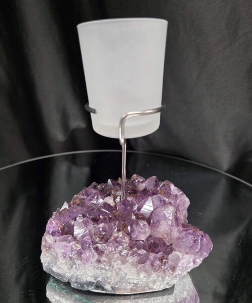 Premium A Grade Amethyst Candle No. 3 Cluster Druzy / 1 Cup Tealight Holders 846g H17xW11xD9.5cm - Image 4