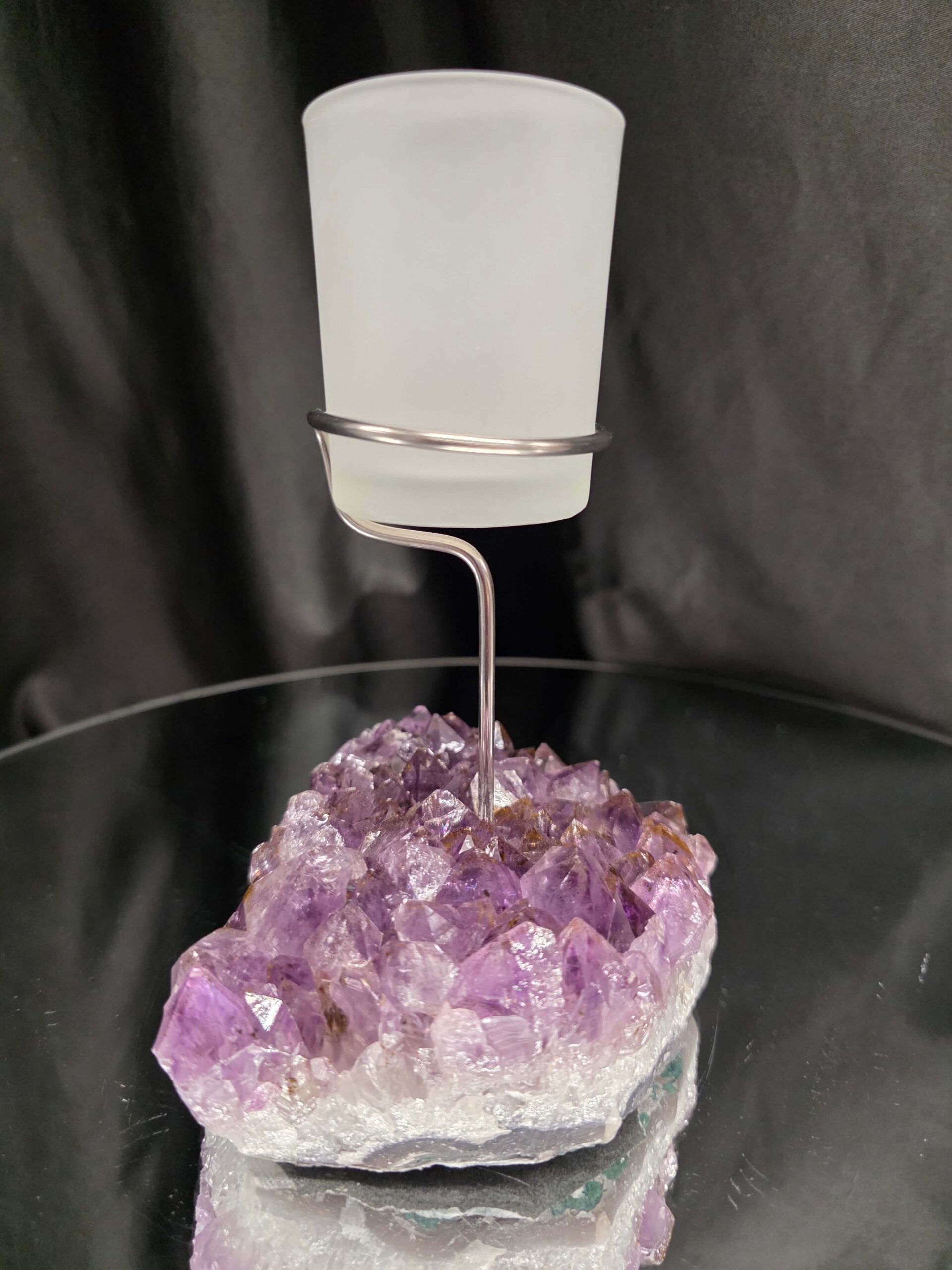 Premium A Grade Amethyst Candle No. 3 Cluster Druzy / 1 Cup Tealight Holders 846g H17xW11xD9.5cm - Image 5