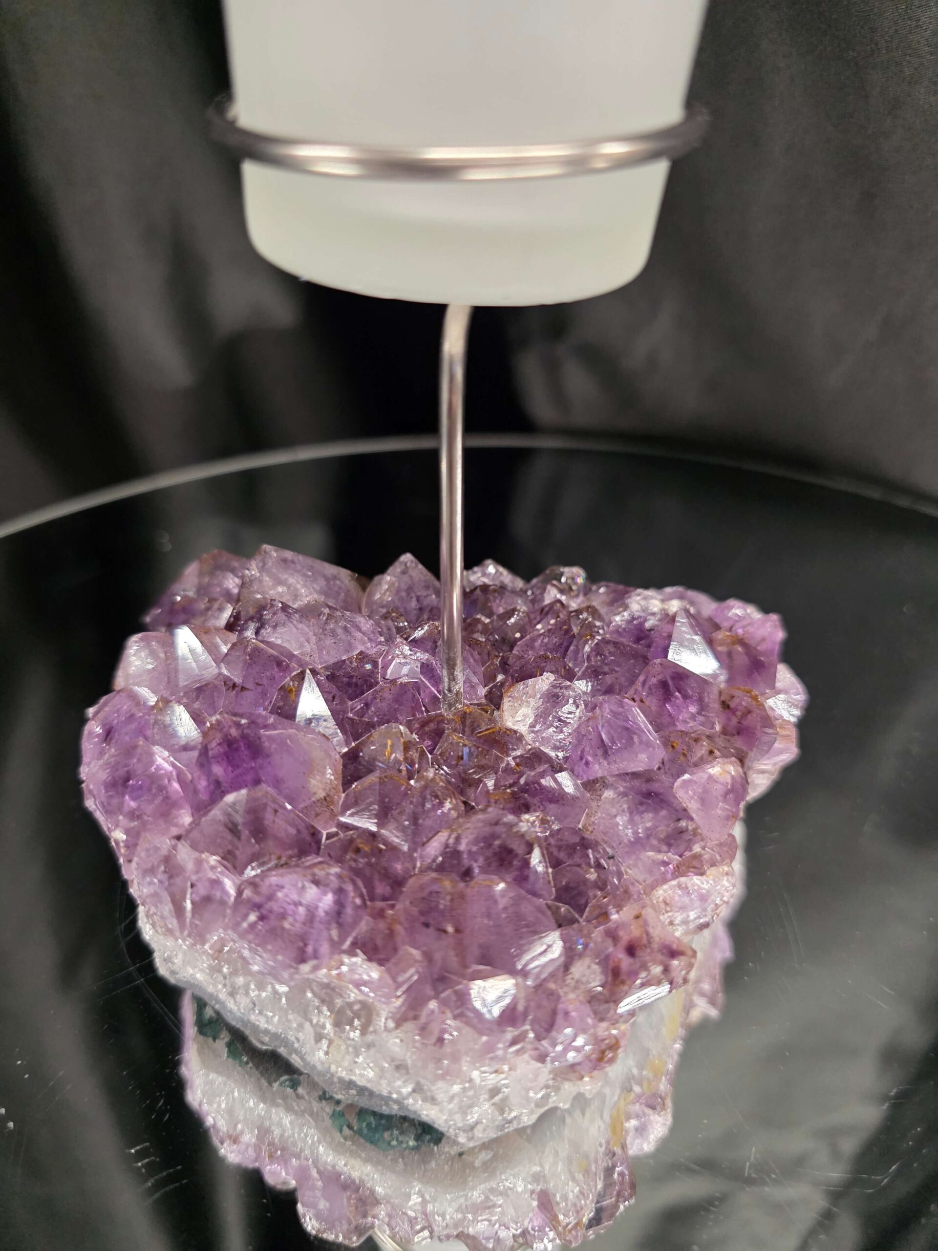 Premium A Grade Amethyst Candle No. 3 Cluster Druzy / 1 Cup Tealight Holders 846g H17xW11xD9.5cm - Image 6