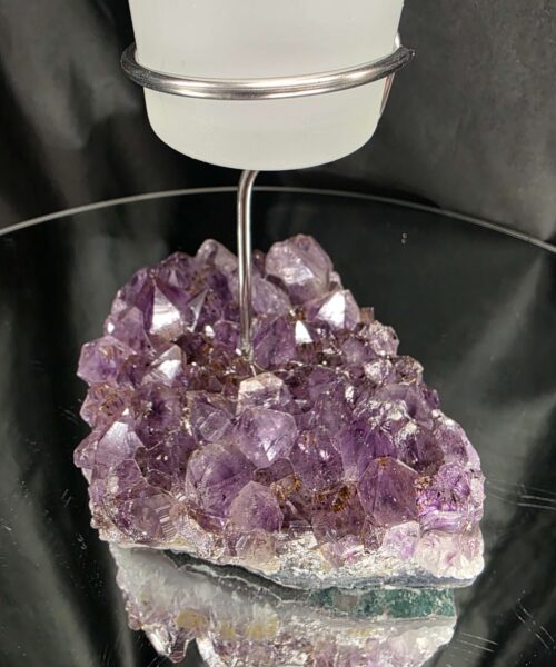 Premium A Grade Amethyst Candle No. 3 Cluster Druzy / 1 Cup Tealight Holders 846g H17xW11xD9.5cm - Image 7