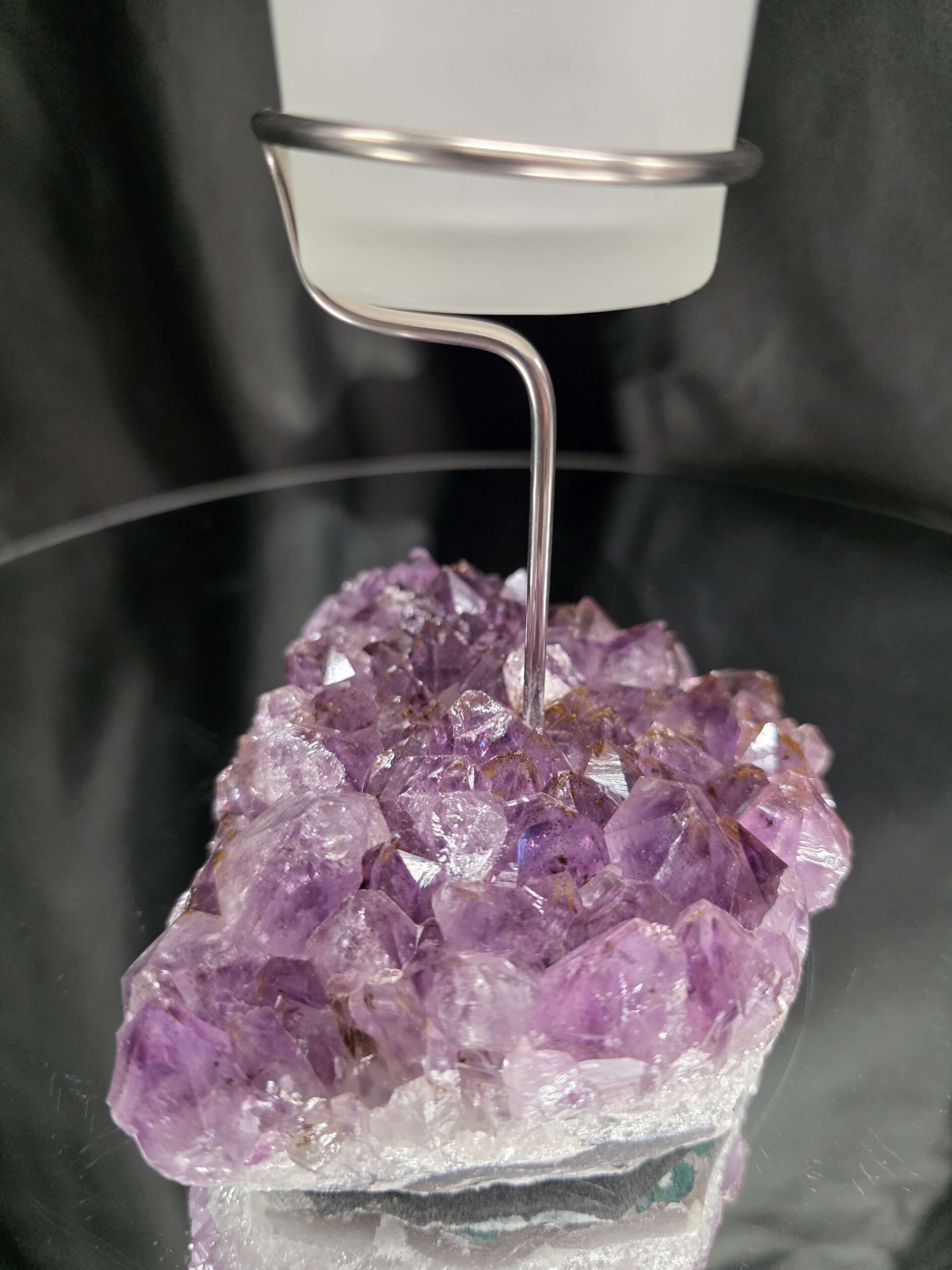 Premium A Grade Amethyst Candle No. 3 Cluster Druzy / 1 Cup Tealight Holders 846g H17xW11xD9.5cm - Image 9