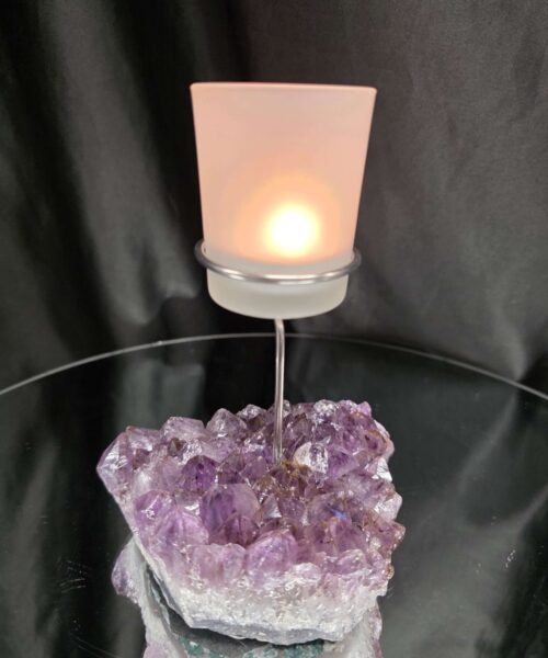 Premium A Grade Amethyst Candle No. 3 Cluster Druzy / 1 Cup Tealight Holders 846g H17xW11xD9.5cm