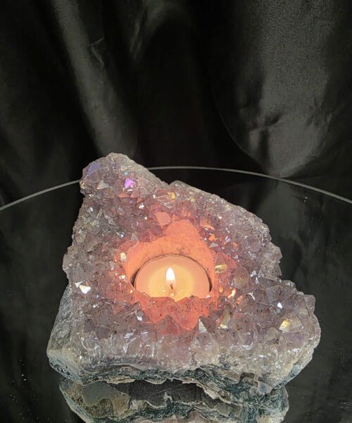 Large Amethyst Angel Aura Premium Candle 2 Handpicked 748g H6.5xW14xD11cm A Grade Cluster Druzy Tealight Holders