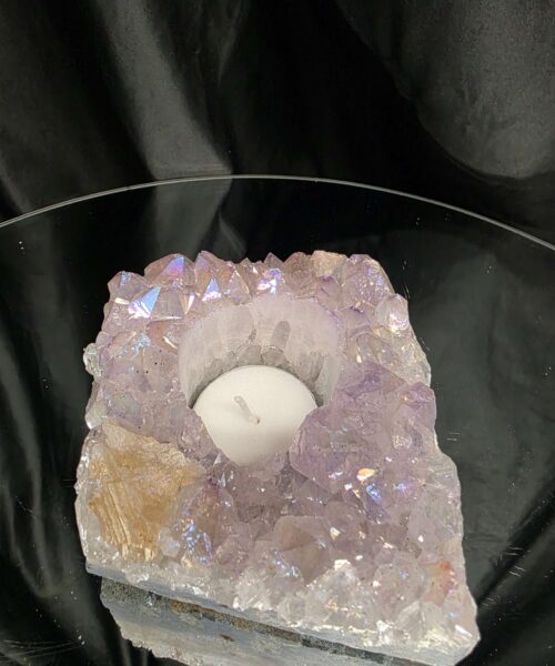 Large Amethyst Angel Aura Premium Candle 4 Handpicked 808g H6.5xW13xD11cm A Grade Cluster Druzy Tealight Holders